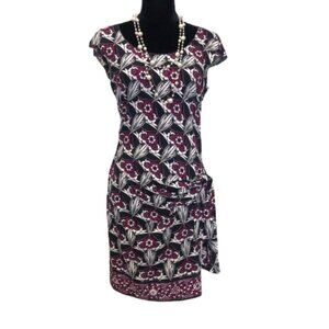 Max Studio Black and Pink Floral Mini/ Midi Dress